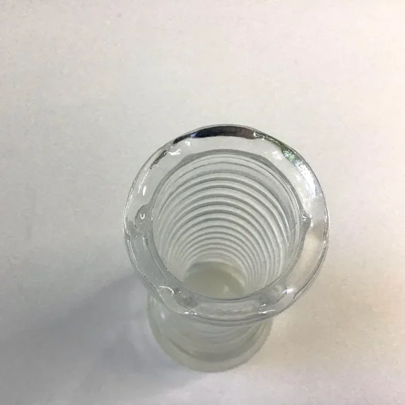 Vintage Randall Beehive Clear Glass Bud Vase 9” Ribbed Ringed Design Notched Rim - Picture 5 of 6